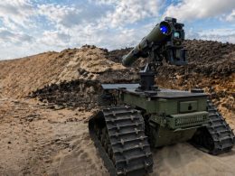 Defence UGV Ziesel mit SPIKE-LR-Aufbau in Stellung